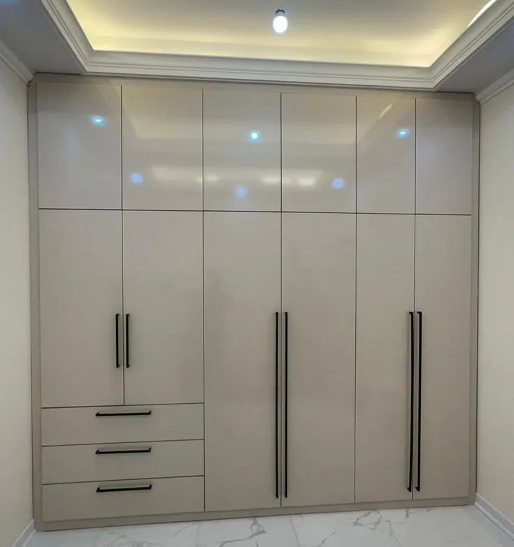beige high gloss wardrobe