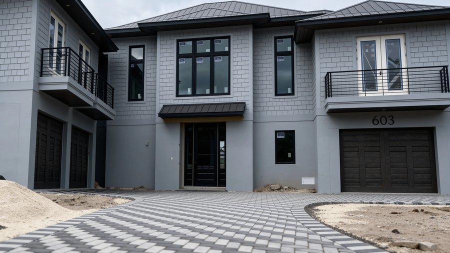 grey paver driveway