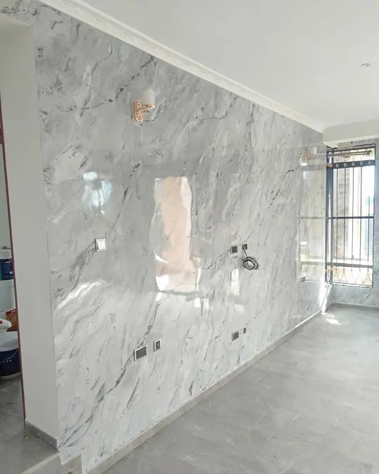 polished grey marble wall