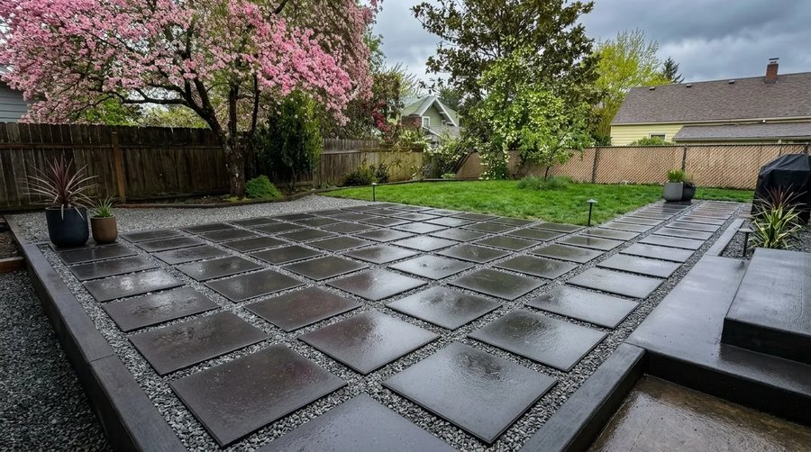 backyard square pavers