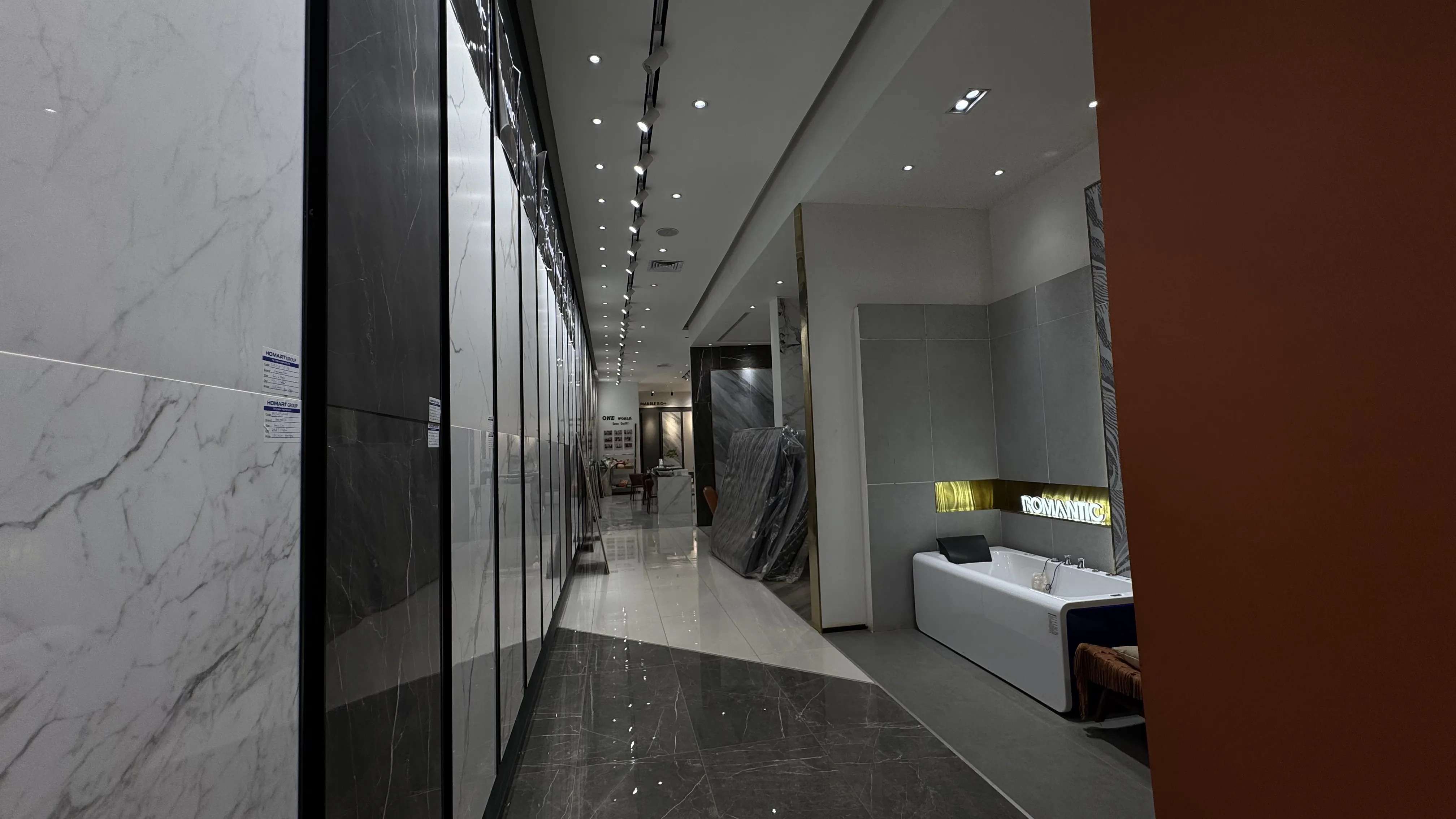 luxury tile showroom corridor